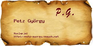 Petz György névjegykártya