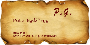 Petz György névjegykártya